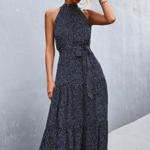 Robe D'été Mini à Pois Bleu Marine & Blanc Max & Mia - Taille S - Style Décontracté